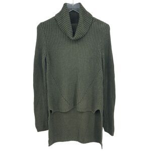 Moth Anthropologie Forest Green Cowl Neck High Low Long Sleeve Sweater Size XS